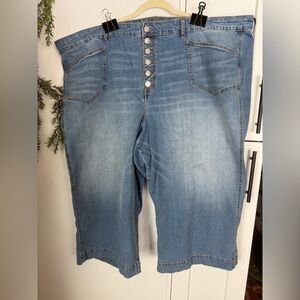 Torrid Blue Denim wide leg capri Jeans size 30